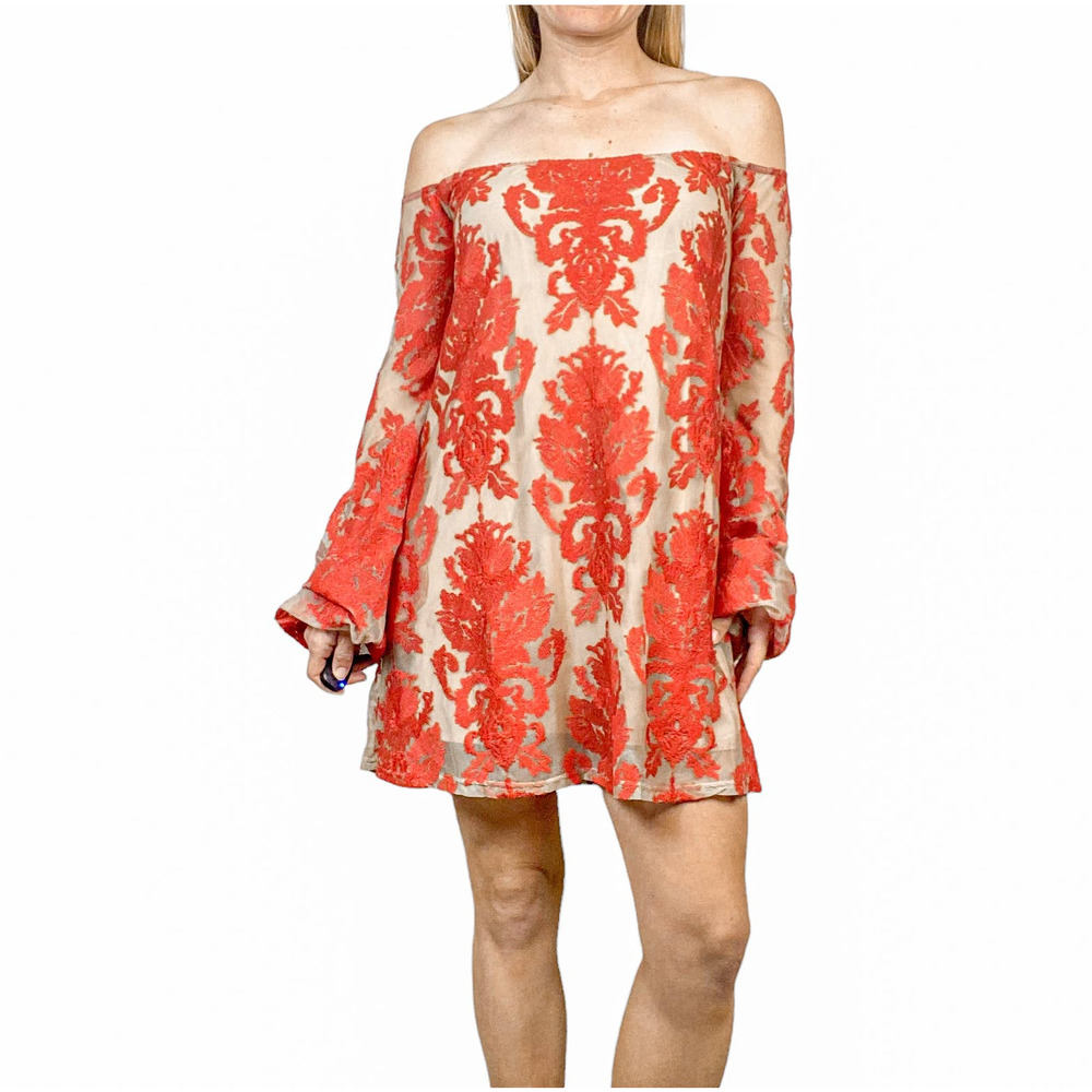 For Love and Lemons Dress Mini Dress Long Sleeve Precioso Red Size Small